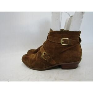 Franco Sarto Womens Sz 6.5 M Brown Suede Zip Buckle Ankle Fashion Boots Booties